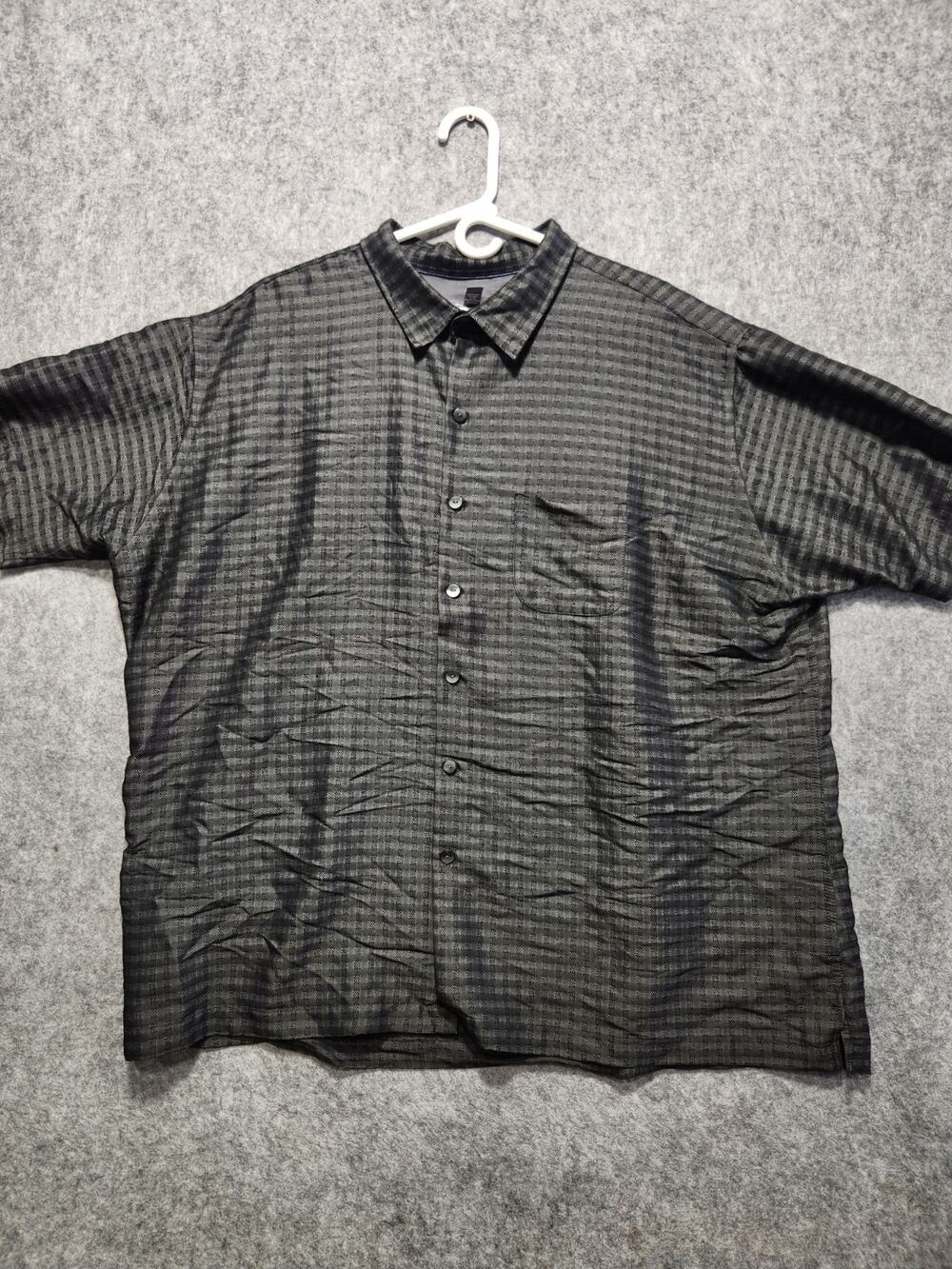 Joseph & Feiss Mens 2X Classic Fit Blue Tan Check Short Sleeve Button Up Shirt